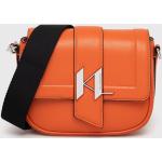 Kožená kabelka Karl Lagerfeld oranžová farba