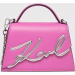 Dámske Designer Crossbody kabelky Karl Lagerfeld ružovej farby z hovädzej kože 