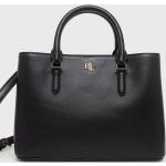 Dámske Designer Shopper kabelky Ralph Lauren čiernej farby z kože v zľave 