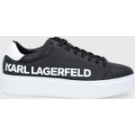 Pánske Designer Kožené tenisky Karl Lagerfeld čiernej farby v športovom štýle z kože vo veľkosti 46 