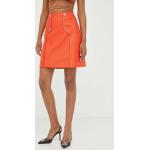 Dámske Designer Áčkové sukne HUGO BOSS BOSS oranžovej farby z kože vo veľkosti M v zľave 