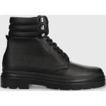 Kožené členkové topánky Calvin Klein Combat Boot Mono pánske, čierna farba