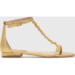 Dámske Designer Kožené sandále Ralph Lauren zlatej farby zo syntetiky vo veľkosti 36 metalické v zľave na leto 