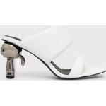 Dámske Designer Kožené šľapky Karl Lagerfeld bielej farby v elegantnom štýle z kože vo veľkosti 35 na leto 