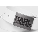 Pánske Designer Opasky Karl Lagerfeld bielej farby z kože s dĺžkou 110 
