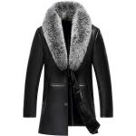 Pánske Zimné kabáty čiernej farby z jahňacej kože vo veľkosti 4 XL na gombíky 