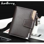 Pánske Kožené peňaženky baellerry čiernej farby v biznis štýle na zips 