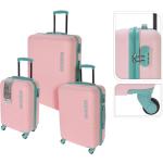 Veľké cestovné kufre XQmax ružovej farby z plastu integrovaný zámok 