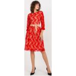 Dámske Čipkované šaty FashionHunters červenej farby v elegantnom štýle z viskózy vo veľkosti M na zips vhodné do práčky v zľave 