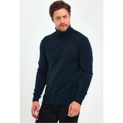 Lafaba Men's Navy Blue Turtleneck Basic Knitwear Sweater