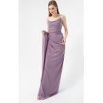 Dámske Spoločenské šaty levanduľovej farby v trblietavom štýle z polyesteru vo veľkosti S na zips s glitrami v zľave 