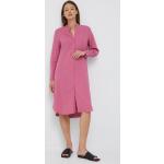 Ľanové šaty Sisley ružová farba, mini, oversize
