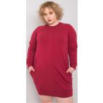 Dámske Denné šaty FashionHunters tmavo červenej farby z bavlny vo veľkosti 4 XL s dlhými rukávmi v zľave 