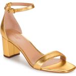 Dámske Designer Kožené sandále Ralph Lauren zlatej farby vo veľkosti 41 metalické na leto 