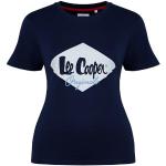 Dámske Tričká s krátkym rukávom Lee Cooper tmavo modrej farby v klasickom štýle z bavlny vo veľkosti XS s okrúhlym výstrihom s krátkymi rukávmi 