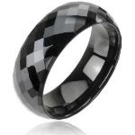 Svadobné obrúčky Šperky eshop čiernej farby s geometrickým vzorom 64 