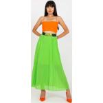 Dámske Plisované sukne FashionHunters svetlo zelenej farby z viskózy Onesize s dĺžkou: Maxi v zľave 