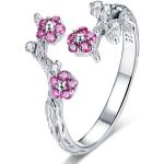 Dámske Strieborné prstene ružovej farby s kvetinovým vzorom zo striebra 52 