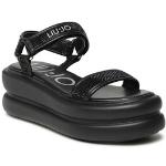 Dámske Kožené sandále Liu Jo čiernej farby z koženky vo veľkosti 40 v zľave na leto 