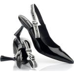 Dámske Designer Spoločenské sandále Karl Lagerfeld čiernej farby v elegantnom štýle z tkaniny vo veľkosti 40 so stuhou na leto 