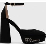 Dámske Designer Kožené šľapky Moschino Love Moschino čiernej farby v elegantnom štýle z tkaniny vo veľkosti 41 v zľave na leto 