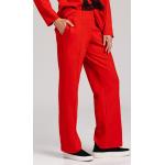 Dámske Elegantné nohavice červenej farby voľné s jednofarebným vzorom v zľave na Svadbu 