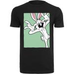 Dámske Tričká s krátkym rukávom merchcode čiernej farby v ležérnom štýle s krátkymi rukávmi s motívom Králikov útek Bugs Bunny v zľave 