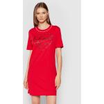 Dámske Designer Denné šaty Moschino Love Moschino červenej farby z bavlny vo veľkosti M v zľave 