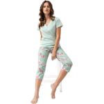 Luna Dámske bavlnené pyžamo s kvetmi Luna Garden pistáciové, Veľkosť M, Farba pistáciová