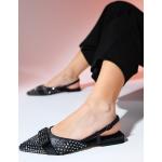Dámske Kožené sandále čiernej farby v elegantnom štýle z tkaniny vo veľkosti 36 v zľave na leto 