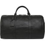 Dámske Cestovné tašky hexagona čiernej farby v elegantnom štýle z hovädzej kože na zips 