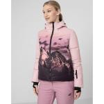 Detské lyžiarske bundy 4f ružovej farby v športovom štýle z polyesteru Vysoký golier 