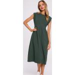 Dámske Dlhé šaty Moe zelenej farby v biznis štýle z bavlny s dĺžkou: Pod kolená v zľave na Svadbu 