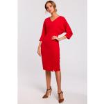 Dámske Letné šaty Moe červenej farby v biznis štýle z viskózy s dĺžkou: Pod kolená v zľave 