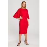 Dámske Letné šaty Moe červenej farby v biznis štýle z polyesteru s dĺžkou: Pod kolená v zľave na Svadbu 