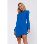 Dámske Mini šaty Moe nebesky modrej farby v biznis štýle z polyesteru na zips v zľave 
