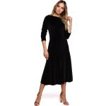 Dámske Denné šaty Moe čiernej farby v elegantnom štýle zo zamatu vo veľkosti XXL v zľave 