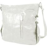 Dámske Crossbody kabelky mahel bielej farby v modernom štýle z kože na zips 