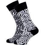 Many Mornings Veselé vzorované ponožky Black Maze čierno-biele veľ.39-42