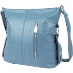 Dámske Crossbody kabelky modrej farby v modernom štýle z kože na zips 