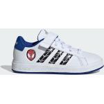 Detská Tenisová obuv adidas Court kráľovsky modrej farby v športovom štýle z tkaniny vo veľkosti 29 na štandardné nohy s motívom Spiderman 