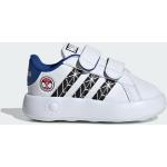 Detská Tenisová obuv adidas Court kráľovsky modrej farby v športovom štýle z tkaniny vo veľkosti 19 na štandardné nohy s motívom Spiderman 