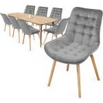 Jedálenské stoličky sivej farby v škandínávskom štýle s prešívaným vzorom zo zamatu 