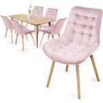 Jedálenské stoličky ružovej farby v škandínávskom štýle s prešívaným vzorom zo zamatu 6 ks balenie 