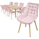 Jedálenské stoličky ružovej farby v škandínávskom štýle s prešívaným vzorom zo zamatu 8 ks balenie 