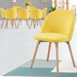 Jedálenské stoličky žltej farby v škandínávskom štýle zo zamatu 8 ks balenie 