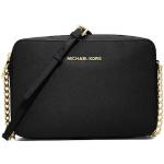 Designer Crossbody kabelky Michael Kors Saffiano čiernej farby z kože 