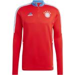 Pánske Mikiny na zips adidas červenej farby zo syntetiky s motívom FC Bayern na zimu 