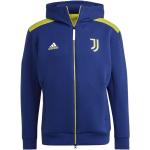 Pánske Mikiny na zips adidas modrej farby z bavlny na zips s motívom Juventus na zimu 