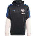 Pánske Mikiny na zips adidas čiernej farby z polyesteru Kapucňa s motívom Manchester United na zimu 